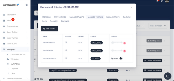 Plugin, Theme & Team Management via SuperAgency Dashboard